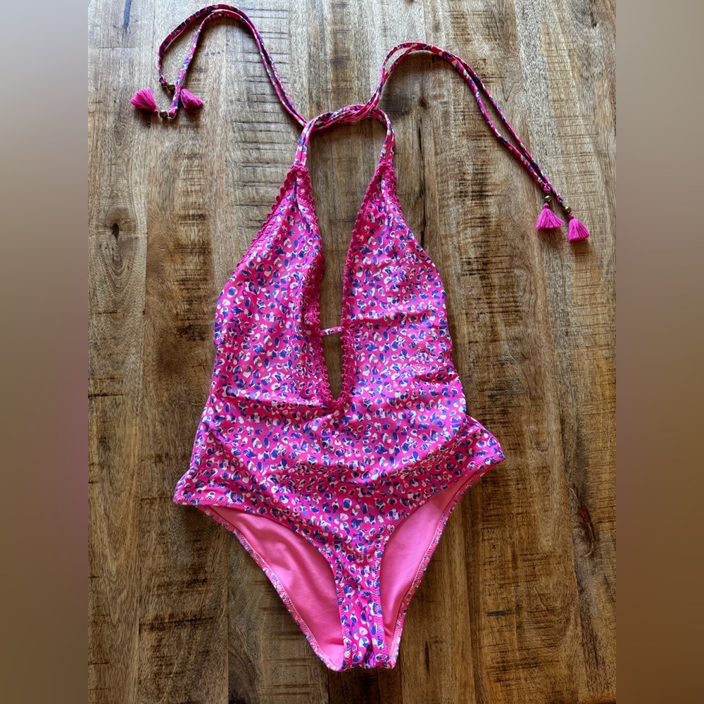 Ramy Brook Sonoma Pink purple animal print leopard One Piece swimsuit NWT